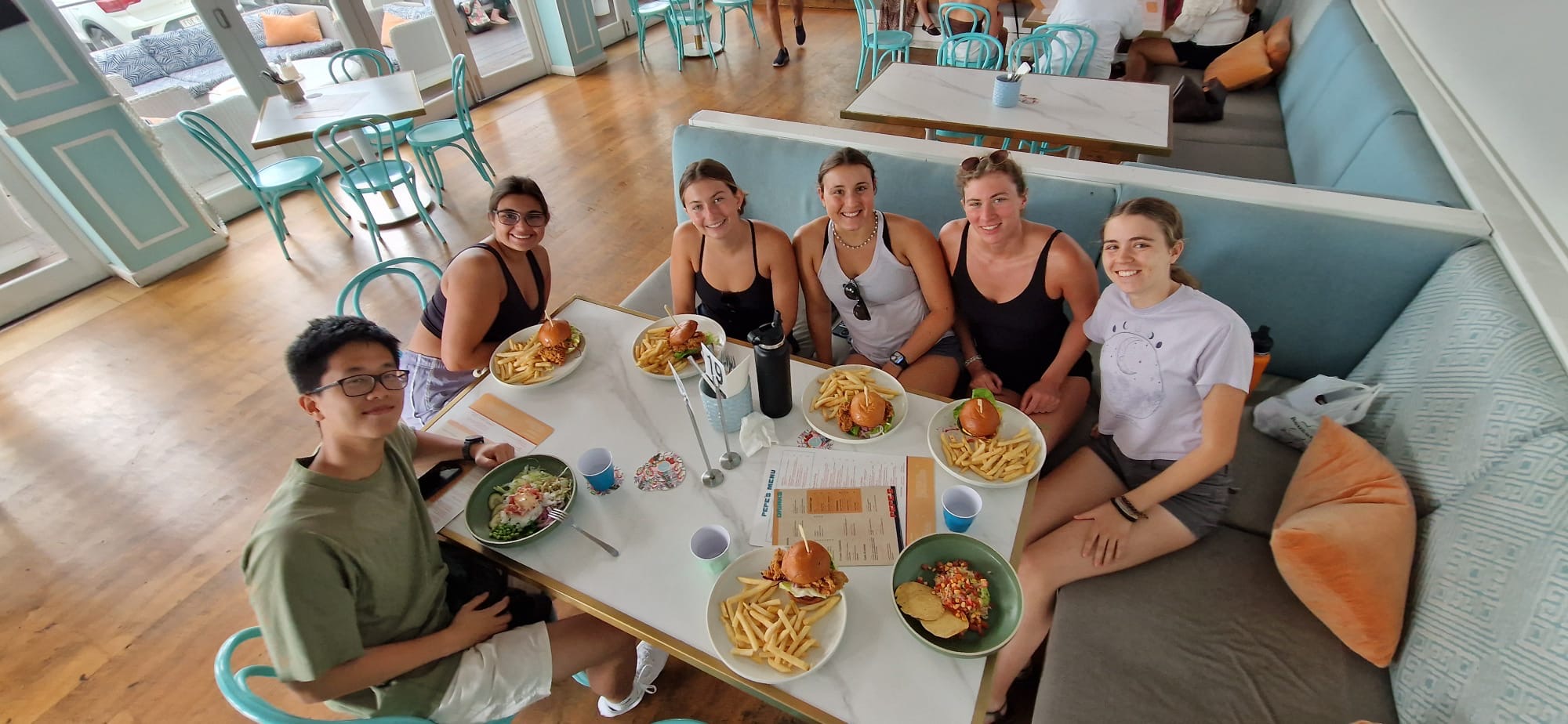 Lunch after beach cleanup.
