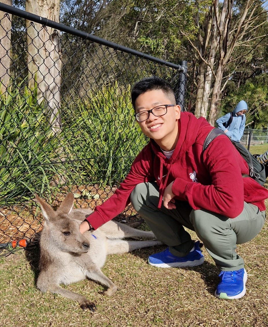 Me petting kangaroo.